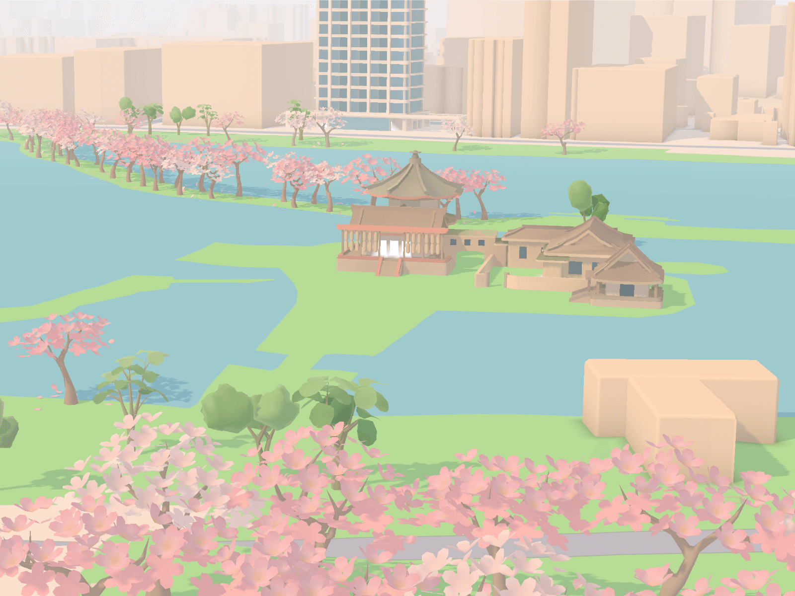 A hand-crafted Roamie map showing a destination with neighborhoods and pins